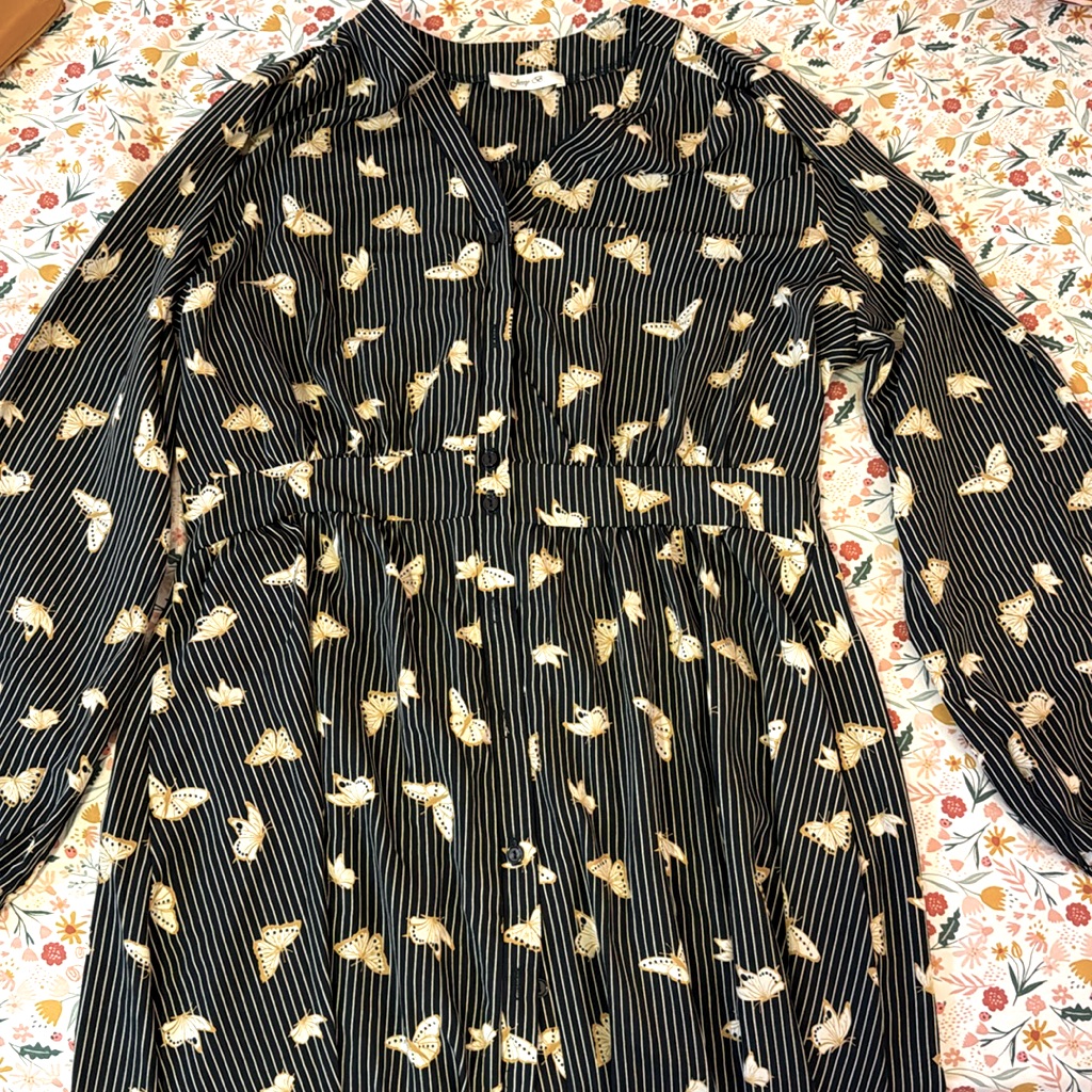 Modcloth Jessy B Navy Striped Dress With Butterflies Nwot Size 1x